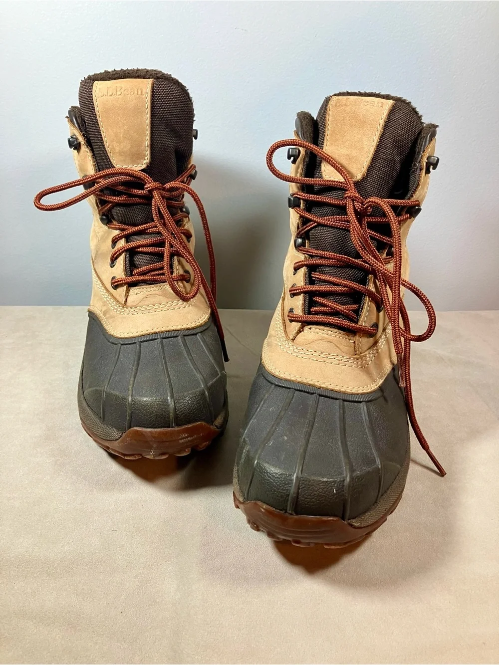 LL Bean Women's Primaloft Brown Duck Rain Boots Size 9 Med Waterproof Insulated